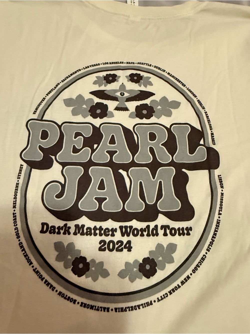 Pearl Jam 2024 Dark Matter World Tour concert band tee Cream T-Shirt